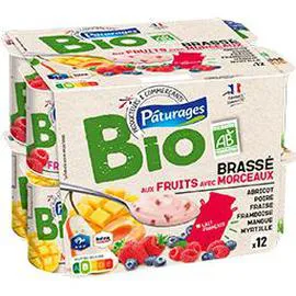 Yaourts brassés fruits en morceaux BIO (12x125g)