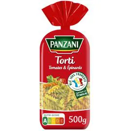 PANZANI Pâtes tricolores torti épinards & tomates 500g