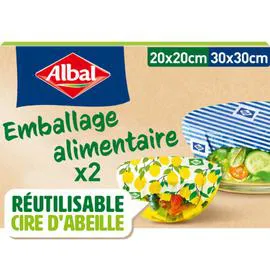 Emballage alimentaire à la cire d'abeille (x2)