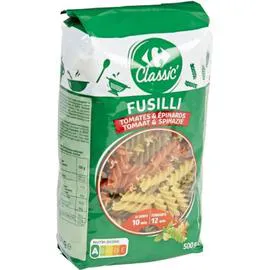 CARREFOUR CLASSIC' Pâtes Fusilli tomates & épinards 500g