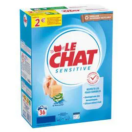 LE CHAT Sensitive Lessive en Poudre Aloe Vera & Marseille x36 Lavages 2,16kg