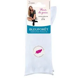 Chaussettes femme blanc coton ultra fin 37/41T (x2)