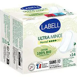 Serviettes hygiéniques Ultra Mince Normal coton 100% BIO (x14)