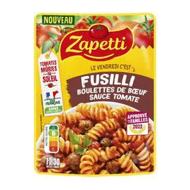 Plat cuisiné fusilli boulette de boeuf sauce tomate (300g)