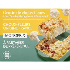 MONOPRIX Gratin choux-fleurs boite, surgelés 450g