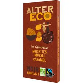 Chocolat bio noir noisettes muesli caramel (150g)