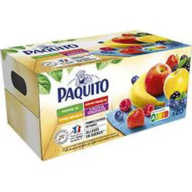Compotes pomme/fraise/banane/5 fruits allégées en sucres (20x90g)