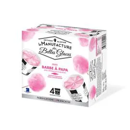 Glace parfum barbe à papa et ses cristaux de sucre roses (4x120ml)