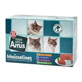 Barquettes chats Mousselines 4 variétés (12x85g)