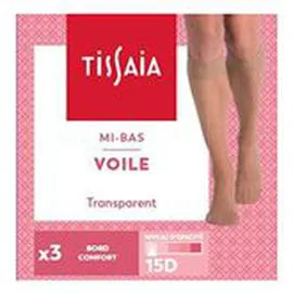 TISSAIA Mi-bas voile Beige foncé taille unique x3