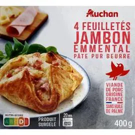 AUCHAN Feuilleté au jambon et à l'emmental 400g