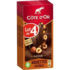 Chocolat noir noisettes entières (4x180g)