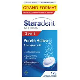 STERADENT Nettoyant prothèses dentaires pureté active x128