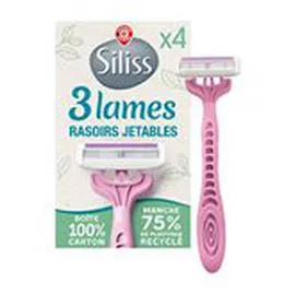 MARQUE REPÈRE, SILISS Rasoirs jetables 3 lames x4