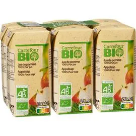 CARREFOUR BIO Jus de pomme bio 100% pur jus 6x20cl