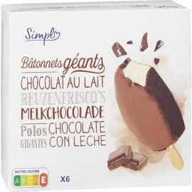 Glaces bâtonnets chocolat lait (483g)