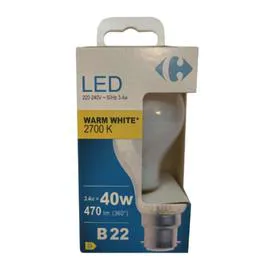 CARREFOUR Ampoule LED Standard 40W B22 WW l'unité