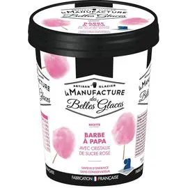 Glace à la barbe à papa avec cristaux de sucre rose (300g)