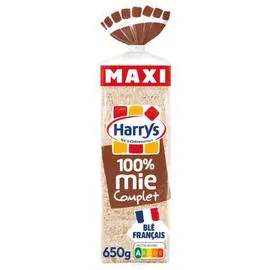 HARRYS Pain de mie 100% mie complet sans croûte maxi 650g