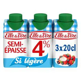 ELLE & VIRE Crème UHT semi-épaisse extra-légère 3x20cl