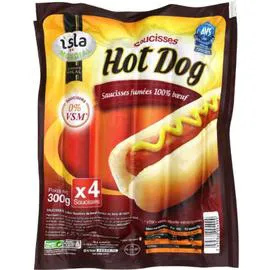 ISLA MONDIAL Saucisses Hot Dog 100% boeuf 300g