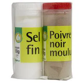 Duo de sel fin et poivre moulu (68g)