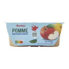 Coupelles pomme nature sans sucres ajoutés (4x100g)
