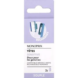 MONOPRIX Recharges Tête Sensitive Brosse à Dents Souple x2 l'unité