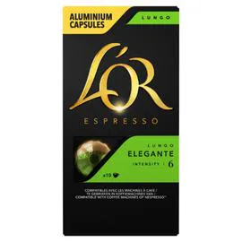 L'OR, ESPRESSO Café capsules Compatibles Nespresso lungo elegante intensité 6 10x5,2g