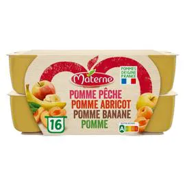 MATERNE Compote panaché 4 parfums 16x100g