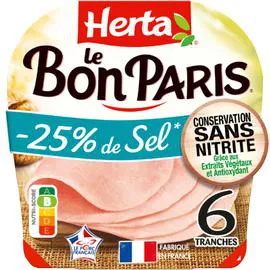 HERTA Jambon sel réduit conservation sans nitrite Le Bon Paris 210g