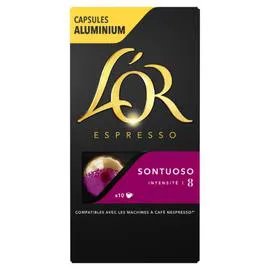 L'OR, ESPRESSO Café capsules Compatibles Nespresso sontuoso intensité 6 10x5,2g