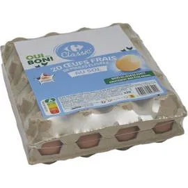 Oeufs frais poules au sol (x20)