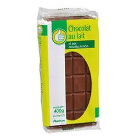 AUCHAN ESSENTIEL Tablette de chocolat au lait et noisettes 4x100g