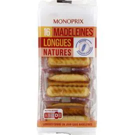 MONOPRIX Madeleines longues natures aux oeufs frais x16
