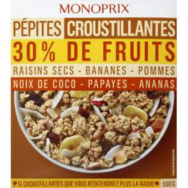 MONOPRIX Muesli croustillant 30% de fruits 500g