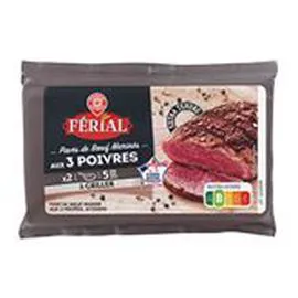 Viande Bovine Française : Pavé marinés 3 poivres x2 (240g)