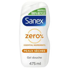 SANEX Gel Douche Eco Recharge Zéro% Essential Peaux Sèches 475ml
