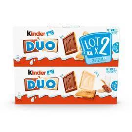 KINDER Biscuits duo chocolat au lait et chocolat blanc 2x150g