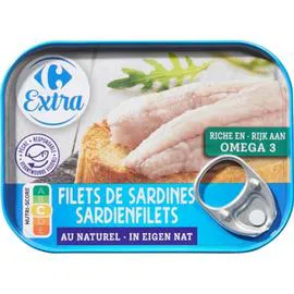 CARREFOUR EXTRA Filets de sardines au naturel 70g