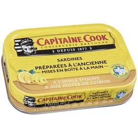 CAPITAINE COOK Sardines à l'huile d'olive & aux zestes de citron 115g