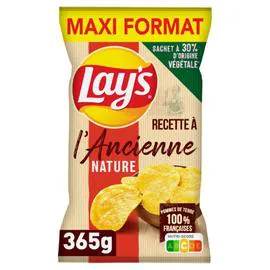 Chips à l'ancienne nature maxi format refermable (365g)