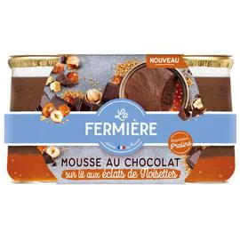 Mousse au chocolat sur lit aux éclats de noisettes (2x87g)