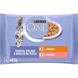 PURINA, ONE Pâtée pour chat spéciale pelage 4x85g