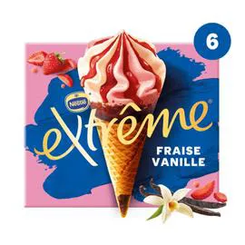 NESTLÉ, EXTRÊME Glace Cône fraise vanille fruits rouges 6x71g