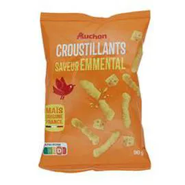 AUCHAN Biscuits soufflés croustillants saveur emmental 90g