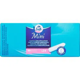 CARREFOUR SOFT Tampons sans applicateur mini x24