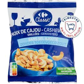 CARREFOUR Noix de cajou grillées sans sel ajouté 125g