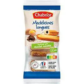 CHABRIOR Madeleines longues fourrage goût chocolat noisette 240g