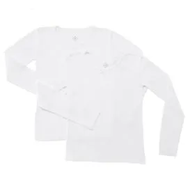 T-shirt fille blanc manches longues T4-5 ans coton Bio (x2)